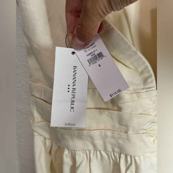 Banana Republic Dress Women 6 Ivory Midi Halter Button Front Ruched Yacht Beach - Picture 6 of 11